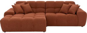 Goossens Excellent Bank Kubus - 40 X 40 Cm Stiksel bruin, stof, 1,5-zits, modern design met chaise longue links
