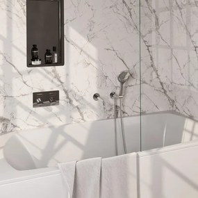 BRAUER Stripe Thermostatische Badkraan - drukknoppen - SET 04 - inbouw - uitloop - 3-standen handdouche - doucheslang - wandaansluitbocht - chroom 5-CE-364