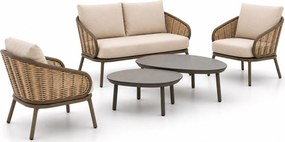Stoel en Bank Loungeset 4 personen Aluminium Taupe  Apple Bee Pine