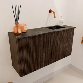 Mondiaz Joya DLux 80cm toiletmeubel walnut met wastafel faye rechts zonder kraangat lava