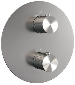 BRAUER Stripe 3-weg Inbouwthermostaat - rond - in- en afbouwdelen - RVS-kleurig geborsteld PVD 5-NG-354