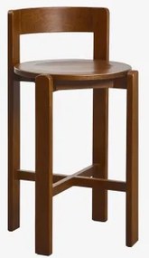 Set Van 2 Hoge Krukken Van Eikenhout Noreli ↑65 Cm & Donker Eiken Bruin - Sklum