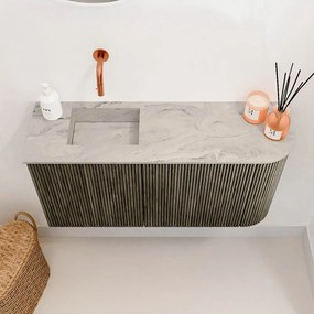 Mondiaz Joya DLux 80cm toiletmeubel ronding rechts shadow met wastafel faye links zonder kraangat glace