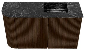 Mondiaz Joya DLux 70cm toiletmeubel ronding links walnut met wastafel faye rechts 1 kraangat lava