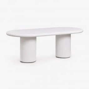 Ovale Eettafel 220x100 Cm In Namara Cement Wit - Sklum