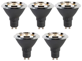 Set van 5 GU10 dimbare LED lamp AR70 6W 450 lm 2700K