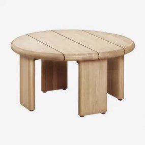 Ronde Bijzettafel Ø70 Cm Van Acaciahout Famara Lichte Acaciekleur - Sklum