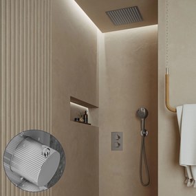 Saniclear Cube Stripes inbouw regendouche met inbouw douchekop 30x30cm en 2 standen handdouche chroom