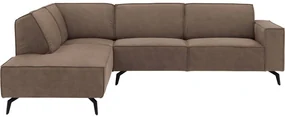 Goossens Hoekbank Hercules bruin, microvezel, 3-zits, modern design met ligelement links