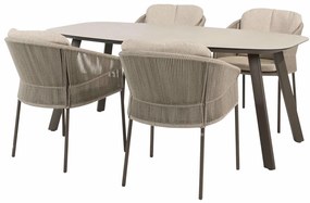 Taste by 4 Seasons Florence tuinset terre met Manolo tafel met geprint keramisch blad 180 cm Tuinset bruin weerbestendig