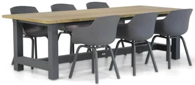 Tuinset 6 personen 260 cm Kunststof Grijs Lifestyle Garden Furniture Salina/San