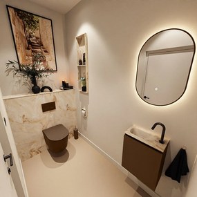 Mondiaz Ture DLux toiletmeubel 40cm rust met wastafel frappe links met kraangat