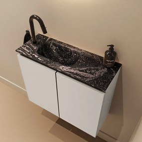 Mondiaz Ture DLux toiletmeubel 60cm linen met wastafel lava links met kraangat