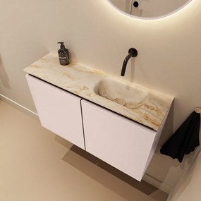 Mondiaz Ture DLux toiletmeubel 80cm rosee met wastafel frappe rechts zonder kraangat