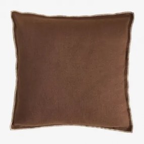 Vierkant Kussen 40x40 Cm Van Katoen En Linnen Angola Bruin – Koffie - Sklum