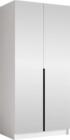 Kledingkast Closico Staton III, Wit, Zwart, 215x100x58cm, 101.6 kg, Kledingkast deuren: Met scharnieren