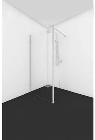 Van Rijn Products ST01 Vaste wand - 100x200cm - helder glas - haakse wand scharnierend - links en rechts - stabilisatiestang ST01675100
