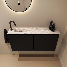 Mondiaz Ture DLux toiletmeubel 100cm urban met wastafel glace links met kraangat