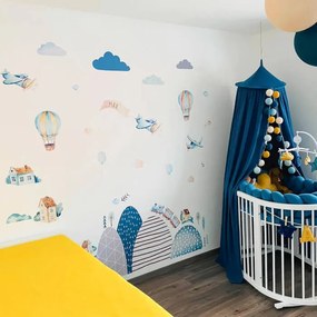 INSPIO Muurstickers - Heuvels, Vliegtuigen, Ballonnen en Trein