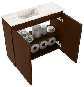 Mondiaz Ture DLux toiletmeubel 60cm rust met wastafel frappe links zonder kraangat