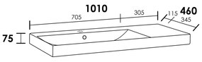 Sanituba Wave wastafel keramiek links met kraangat 100cm