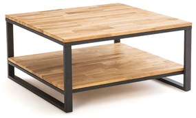 Vierkante salontafel in eik en staal, Hiba