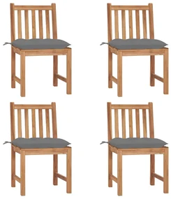 vidaXL Tuinstoelen 4 st met kussens massief teakhout