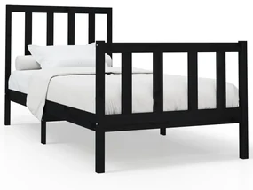 vidaXL Bedframe massief grenenhout zwart 90x200 cm