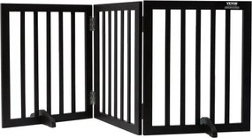 VEVOR vrijstaande hondenpoort, huisdierpoort, 508 x 610 mm deurbeveiliging, 3-delige opvouwbare hondenpoort voor brede en smalle doorgangen, uitvouwbare opvouwbare hondenbarrière, bruine trappoort