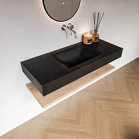 Zaro Alan badmeubel 110cm met planchet washed oak en vrijhangende wastafel cloud midden zonder kraangat urban