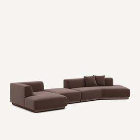 Open hoekbank links in linnen fluweel, JACOPO