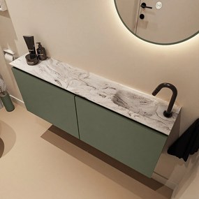 Mondiaz Ture DLux toiletmeubel 120cm army met wastafel glace rechts met kraangat