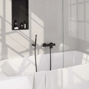 Brauer Black Edition Badkraan - douchegarnituur - handdouche staaf 1 stand - gladde knop - mat zwart 5-S-232