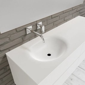 Zaro Sevilla Solid Surface badmeubel 150cm mat wit zonder kraangat spoelbak links 4 lades