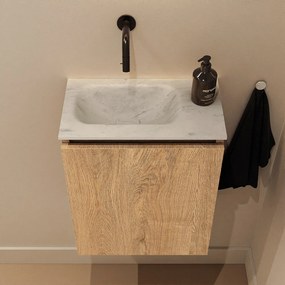 Mondiaz Ture DLux toiletmeubel 40cm washed oak met wastafel opalo links zonder kraangat