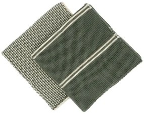 Vaatdoekjes, gebreid katoen, donkergroen, 2 stuks, 25 x 25 cm