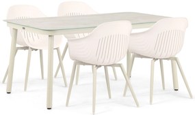 Tuinset 4 personen 160 cm Kunststof Taupe Lifestyle Garden Furniture Lissabon/Tavano