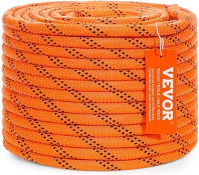VEVOR Dubbel Gevlochten Polyester Touw, 0.95 cm (3/8 inch) x 36.6 m (120 voet), 48 strengen, 1814 kg (4000 lb) breeksterkte, Buiten Klimtouw, Boomverzorgingstouw voor Rotsklimmen, Kamperen, Schommels, Abseilen, Redding