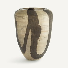 Beschilderde glazen vaas met matte strepen, H26,5 cm, Hedi
