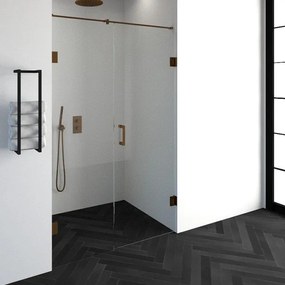 BRAUER Create douchedeur 130x200cm 2-delig profielloos met antikalk en 8mm veiligheidsglas koper 4JC14-60/70K