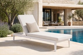 Lifestyle Garden Furniture Mateo Ligbed Met Kussen Wit/soft Grey Aluminium Wit