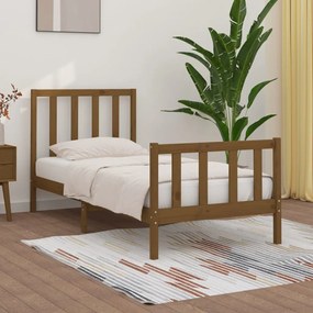 vidaXL Bedframe massief hout honingbruin 75x190 cm 2FT6 Small Single