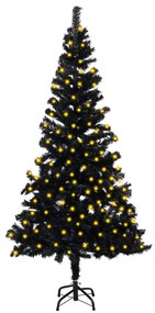 vidaXL Kunstkerstboom met LED's en standaard 150 cm PVC zwart