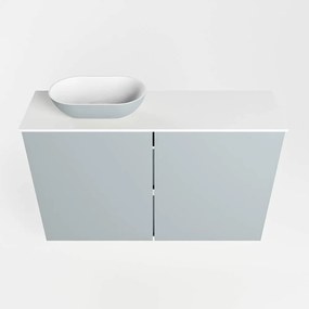 Mondiaz Fowy toiletmeubel 80cm clay met lichtgrijze waskom links en kraangat