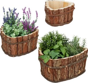 Plantenbak hout - 3 bloembakken buiten - bloempotten tuin - houten tuindecoratie