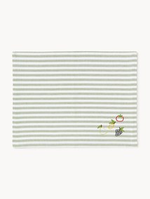 Gestreepte placemats Melony met geborduurde motieven, 2 stuks