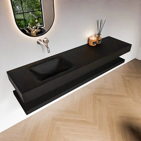 Zaro Alan badmeubel 180cm met planchet urban en vrijhangende wastafel cloud links zonder kraangat urban