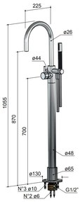 Hotbath Cobber Badkraan Vloermontage Geborsteld Messing PVD CB077