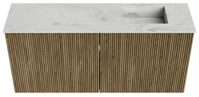 Mondiaz Joya DLux 90cm toiletmeubel dusk met wastafel faye rechts zonder kraangat opalo
