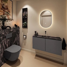 Mondiaz Ture DLux toiletmeubel 100cm dark grey met wastafel lava midden zonder kraangat